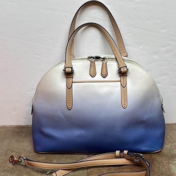 AUTHENTIC COACH CORA PEYTON PORCELAIN BLUE OMBRE HANDBAG PURSE - Picture 3 of 14